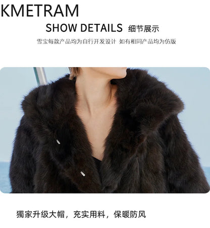 100% Natural Sable Fur Jacket Woman High Quality Long Real Fur Coat with Hood Winter Coats Women Clothing 2025 шуба женская Badiee Stylez