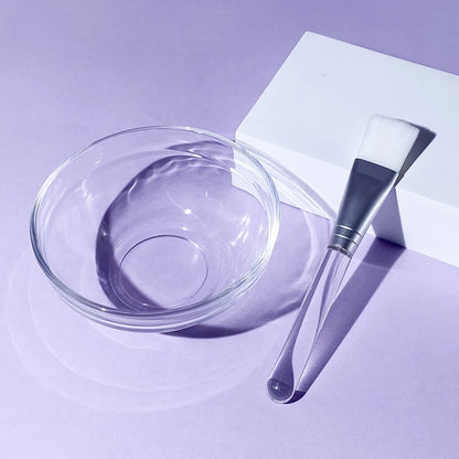 Skin Care DIY Mask Set Clear Rod Mud Mixing Bowl Spoon Set Soft Applicator Brushes for Face Deep Cleaning Portable Beauty Tools Set K-2pcs