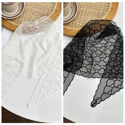 Sweet Love Heart Lace Scarves Korean Style Neck Wrap Bandanas Shawl Headscarf Headband Triangle Hijab Scarf Gift