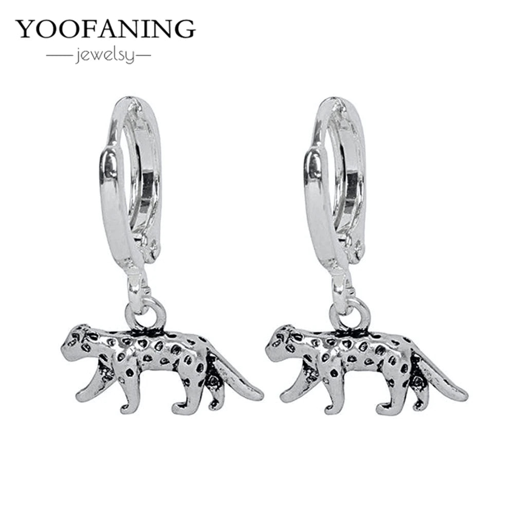925 Sterling Silver Ear Needle Exquisite Luxury Hoop Earrings Unique Leopard Pendant Animal Design Women's Earrings Jewelry Gift LN0562-2
