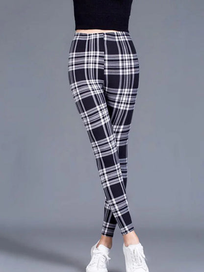 Black and White Checkered WOMEN'S Sports and Fitness Leggings