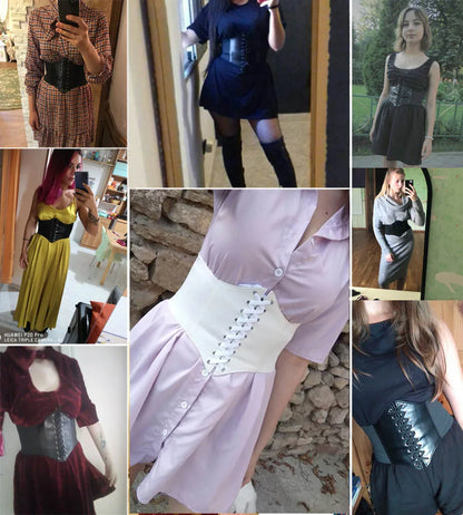 Fashion Women Corset Wide Belt Pu Leather Slimming Body Waistband Ladies Elastic High Waist Belt Gothic Dress Girdle Badiee Stylez