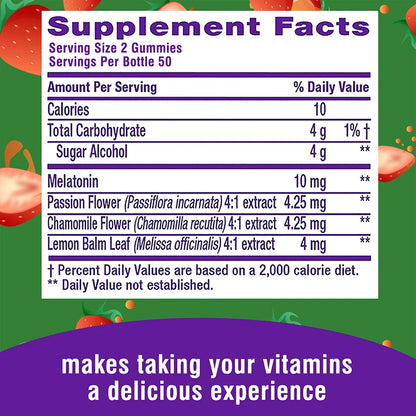 Melatonin Gummies 10 Mg - Fall Asleep Naturally, Fight Insomnia, Support Immunity, and Improve Rest Quality