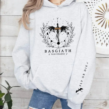 2025 Women's Fall/Winter Hoodie Fourth Wing Sweatshirt Basgiath War College Dragon Knight Hoodie Fantasy Gift unisex Pullover BJ3371-WY-WHITE