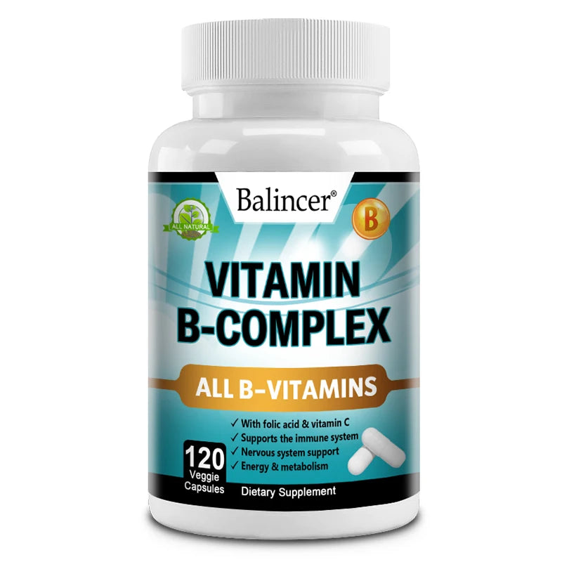 Vitamin B Complex - Supplement to support immune system, nerve health, energy and metabolism, mood support 120capsules (bottle) United States