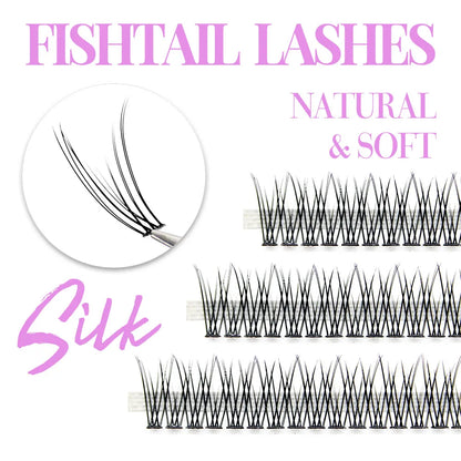 MUYD 120pcs Premium Mink Individual Fishtail Eyelash Extension Natural 3D Cluster Eyelashes Professional Makeup Flared Lashes