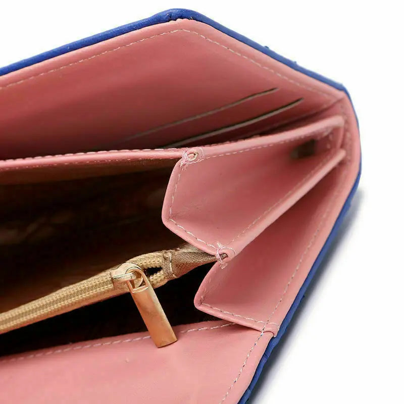 Black Long Wallets for Women PU Leather Diamond Pattern Purse Card Holder Crown Buckle Ladies Phone Bag Fashion Clutch Bag