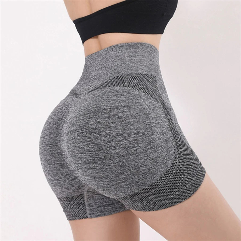 Women Yoga Shorts High Waist Workout Shorts Fitness Yoga Lift Butt Fitness Ladies Yoga Gym Running Short Pants Sportswear Grey