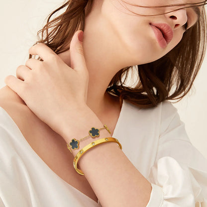 Vnox Exquisite 13mm Clover Bracelet Set for Women, Love Gift Bracelets for Wife Mothers Day Jewelry, Stainless Steel Cuff Bangle Badiee Stylez