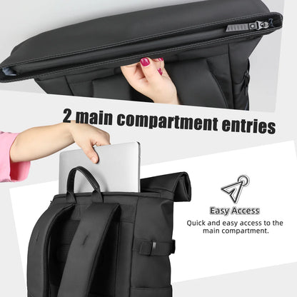 HcanKcan Expandable Roll Top Backpack Large Capacity Travel Outdoor Backpack Waterproof 17” Laptop Backpack Travel Camping Bags