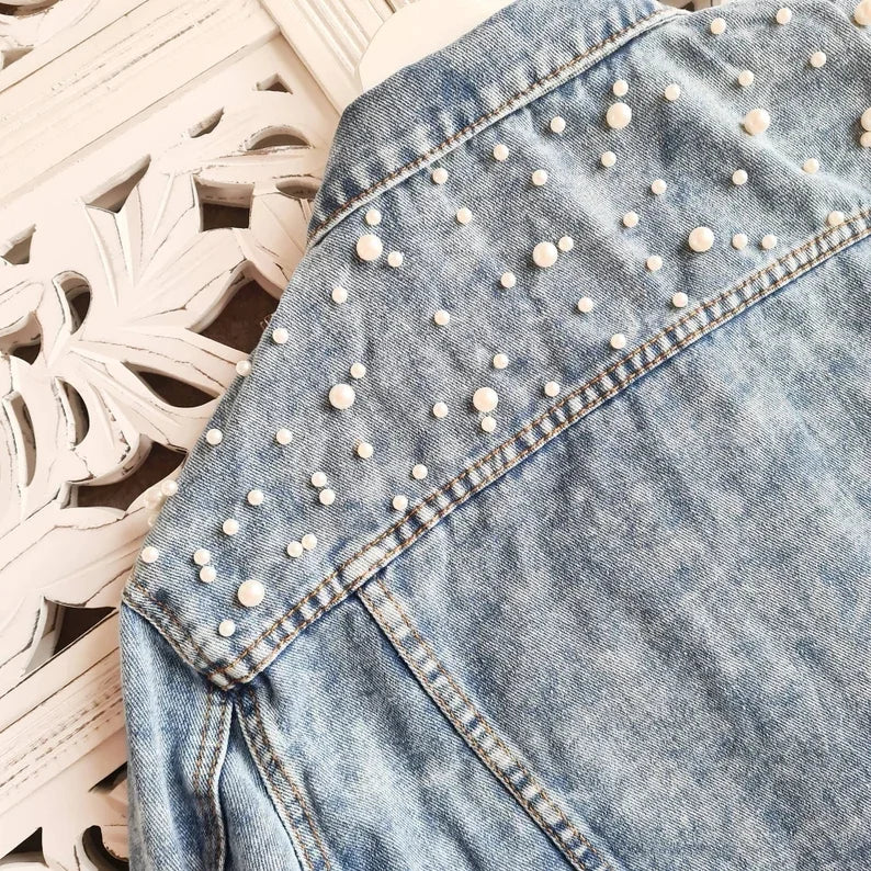 Bachelorette Jean Jackets Hen Party Gift Custom Bride Denim Jacket Pearl Mrs Outerwear Bridesmaid Personalised Coats Wedding Day