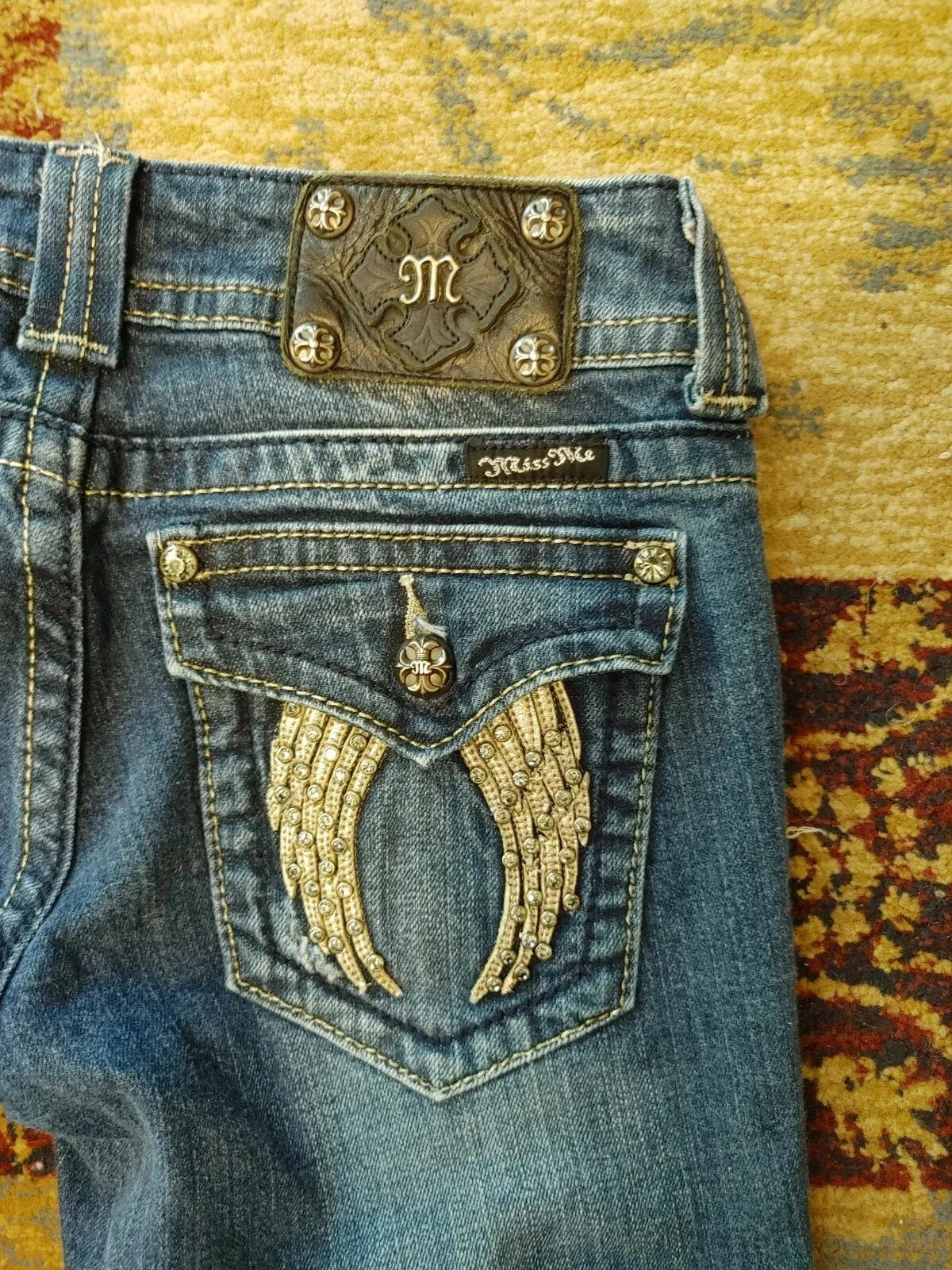 Y2k 2000s Bootcut Jeans Wing Flap Pockets Shining Diamonds Jean Casual Denim Pants Straight Wide Leg Jeans Women Clothing