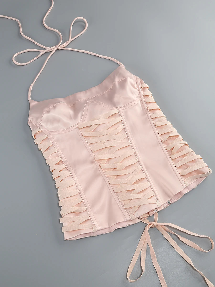 Pink Prom Dress Strapless Pink Structured Top With Floral Embellished Mini Skirt Bodycon Celebrity Party Cocktail 2 Pieces Set