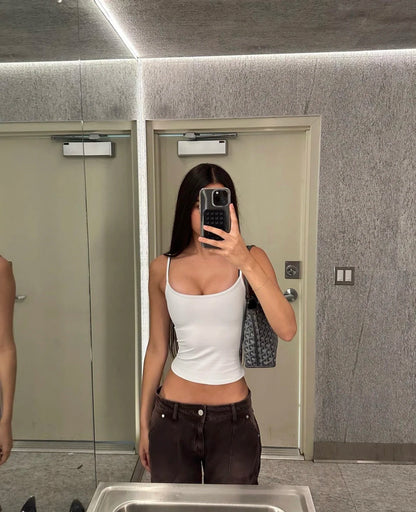 Tank Summer Women's Solid Color Slimming Stretch Fitness Camisole Basic Sports Bra Skin-Friendly Yoga Top