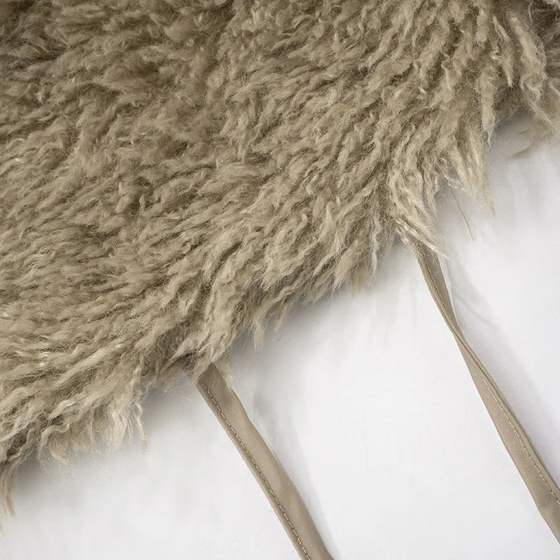 BKLD Sexy Temperament Fluffy Tops For Women High Street Y2K Nightclub Outfits Faux Fur Backless Lacing Solid 2025 Vest Waistcoat