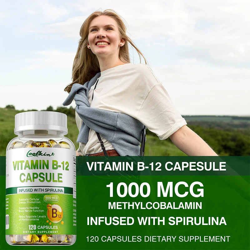 Vitamin B12 Capsules - Methylcobalamin Supplement for Mind, Energy, Brain, Mood, Heart Support