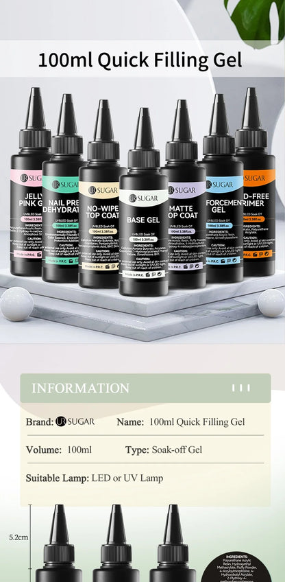 UR SUGAR 100ml Reinforcement Gel Nail Prep Dehydrator Nail Art Soak Off UV LED Base Gel No Wipe Top Coat Varnish Manicure
