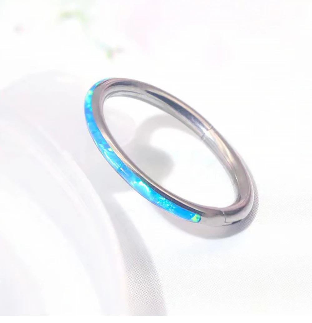 New Titanium Septum Piercing Nose Ring 8-10mm Opal Hinged Segment Clicker Ear Cartilage Earrings Helix Lip Piercing Body Jewelry