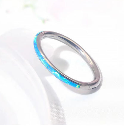 New Titanium Septum Piercing Nose Ring 8-10mm Opal Hinged Segment Clicker Ear Cartilage Earrings Helix Lip Piercing Body Jewelry