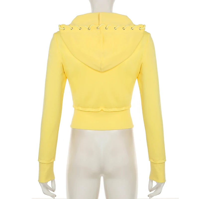 BIIKPIIK Drawstring Hooded Hoodie Suits Autumn Winter Solid Zipper Women Casual Pants Set Street Sporty Sweatshirt Two Piece Set