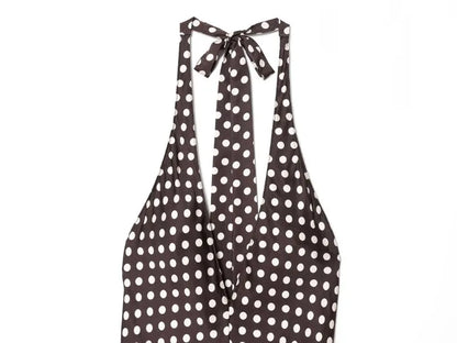 Trendix Polka Dot Print Backless Dress Women Summer Sexy Deep V Neck Sleeveless Off Shoulder Maxi Dresses Elegant Evneing Dress