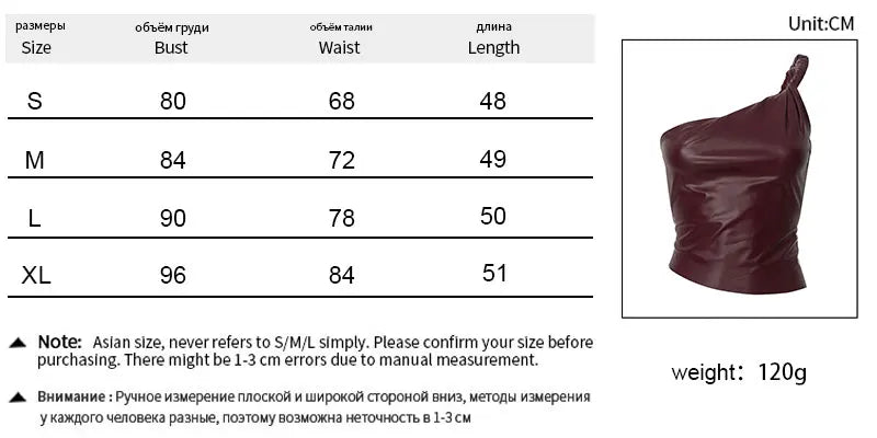 Summer Women New Tank Fashion One-shoulder Sleeve Casual Slim Pu Leather Tank Solid Sexy Lady Versatile Top Club Party Clothing