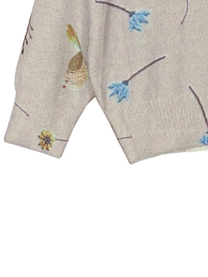 plus Size Bird Print round Neck Pullover Sweater Elegant Long Sleeve Autumn Spring New 2024 Women's Fashion