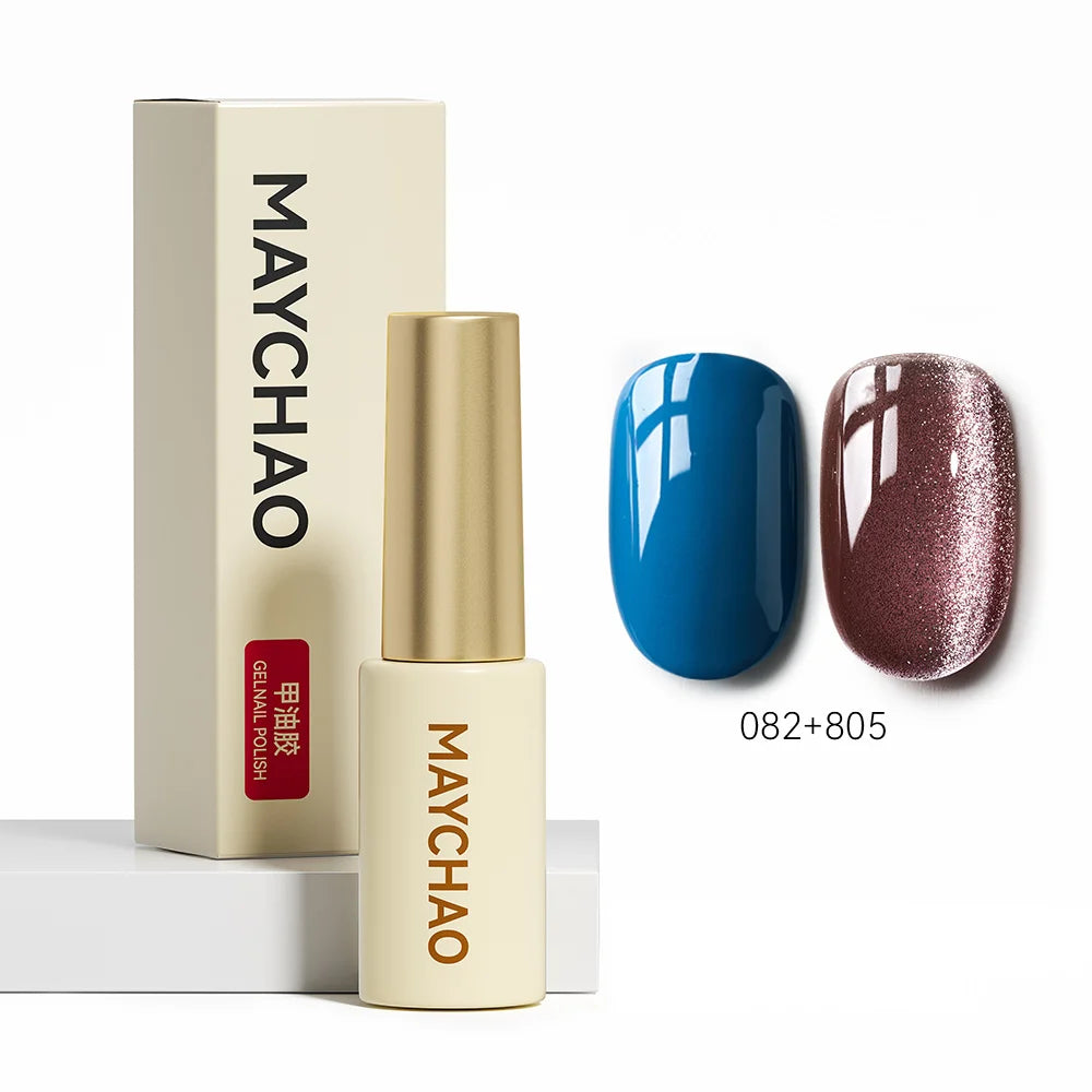 MAYCHAO 5ML Gel Nail Polish 9D Laser Diamond Glitter Cat Eye Gel Semi-Permanent Soak Off UV LED Gel Nail Manicure Tools Nail Art 082And805