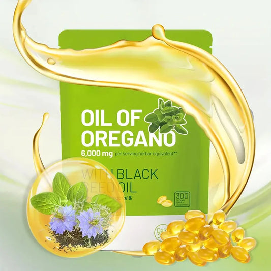 300 Capsules Oil Of Oregano with Black Seed Oil - Natural Antioxidants for Fitness Nutritional Support - Highly Effective - Badiee Stylez