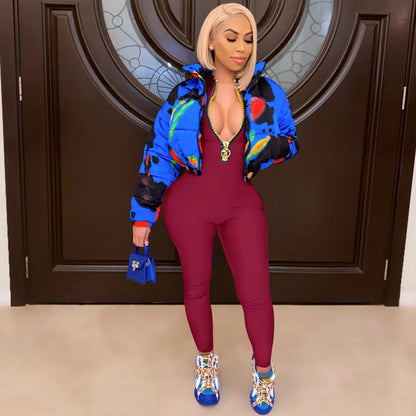 Women's Bodycon One-piece Jumpsuit Long Sleeved Big Zipper Female Casual Sport Workout Skinny Activity Wear Overalls Tops Badiee Stylez