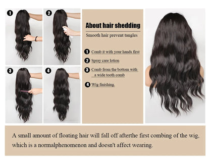 Black Synthetic Wig Fluffy Natural Fringe Waist-Length Straight Hair Women Cosplay Daily Use Of Heat-Resistant Full Head Cover