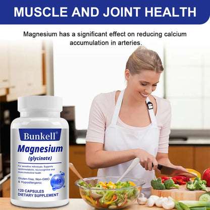 Magnesium Glycinate Supplement - For Muscle, Joint, Nerve Sleep Quality, Anxiety Stress Mood Health,Non-GMO