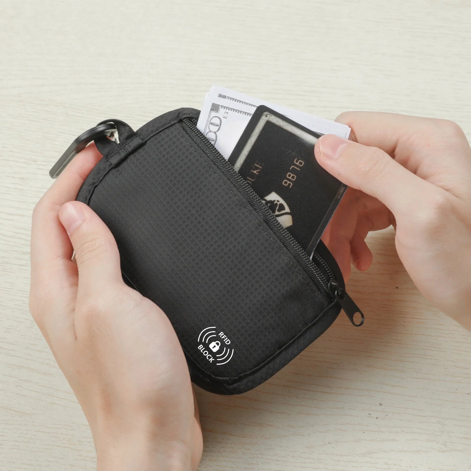 RFID Blocking Lightweight Hidden Clip Stash Money Belt Travel Pouch + Credit Card/ID Holder Money for Women & Men