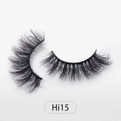 Dropshipping Reuseable Natural Long 12-15mm 3D Faux Mink Lashes Fluffy Volume False Eyelashes Cruelty Free Wispy Makeup Lashes Hi15 15mm CHINA