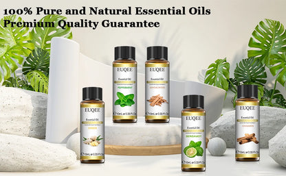 EUQEE 10ml Natural Plant Essential Oil with Dropper For Diffuser Humidifier Lavender Jasmine Eucalyptus Vanilla Essential Oils - Badiee Stylez