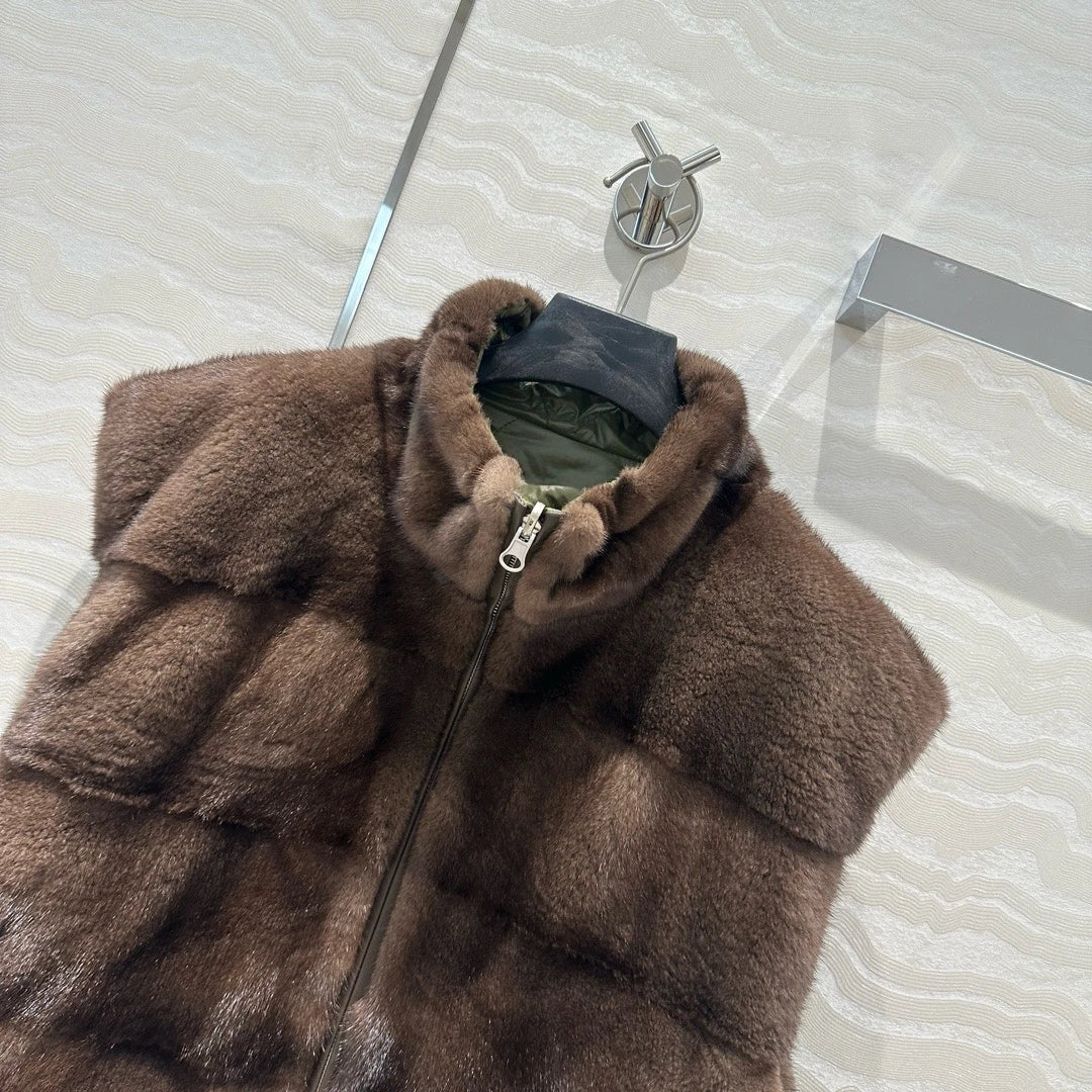 Autumn-winter luxurious short mink zippered vest Badiee Stylez