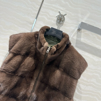 Autumn-winter luxurious short mink zippered vest Badiee Stylez