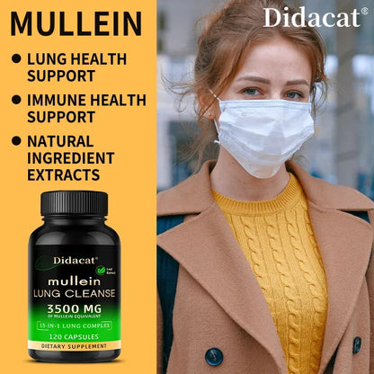Mullein Leaf Extract Supplement Vitamin C Mineral Lung Cleansing Immune System Support 120 Capsules Health Supplement