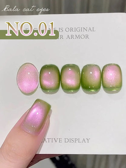 1-3pcs PSK 2025 New Whitening Purple Glass Beads Starry Crystal Nail Art Purple Glass Bead Cat Eye Gel Nail Polish Nail Supplies balemy01