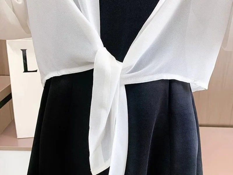 Xpqbb Summer Sun Protection Shirts Ladies Solid Color Tied Waist Half Sleeve Button Blouse Women Casual Loose Chiffon Shirt