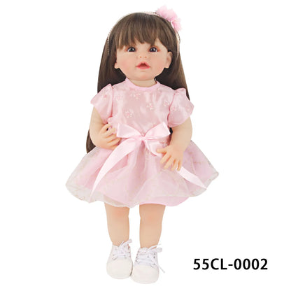 Cute PinkPrincess Doll Dress Set For 22 Inches Reborn Girl Doll Skirt+Hairband Bow Suit For 55Cm Baby New Born Girl Dolls TOy 55CL-0002