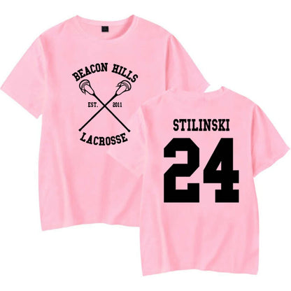 Teen Wolf Shirt STILINSKI 24 LAHEY 14 MCCALL 11 Fashion Print Tees The Original Beef of Chicagoland Shirt Harajuku Y2k 90s Tops Pink