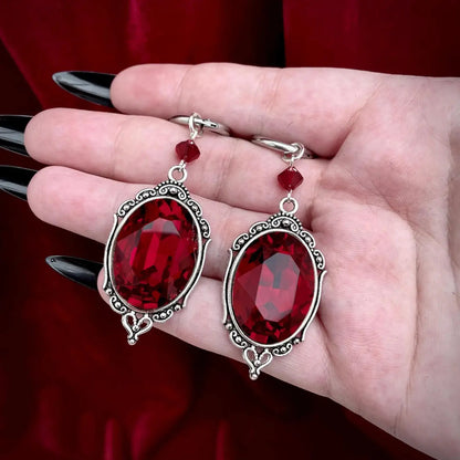 Vampire Cameo Earrings, Gothic jewelry, Blood drops, Pagan, Voodoo accessories, Punk, Victorian, Demon, Goth ear hooks For Women