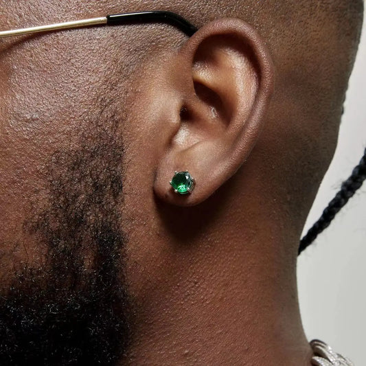 1PCS Green Crystal Zircon Earrings For Men Retro Hip Hop Jewelry Women Earrings Trendy Accessories Gift Dropshipping