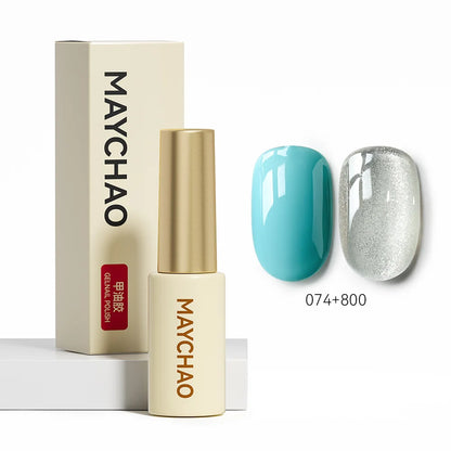 MAYCHAO 5ML Gel Nail Polish 9D Laser Diamond Glitter Cat Eye Gel Semi-Permanent Soak Off UV LED Gel Nail Manicure Tools Nail Art 074And800