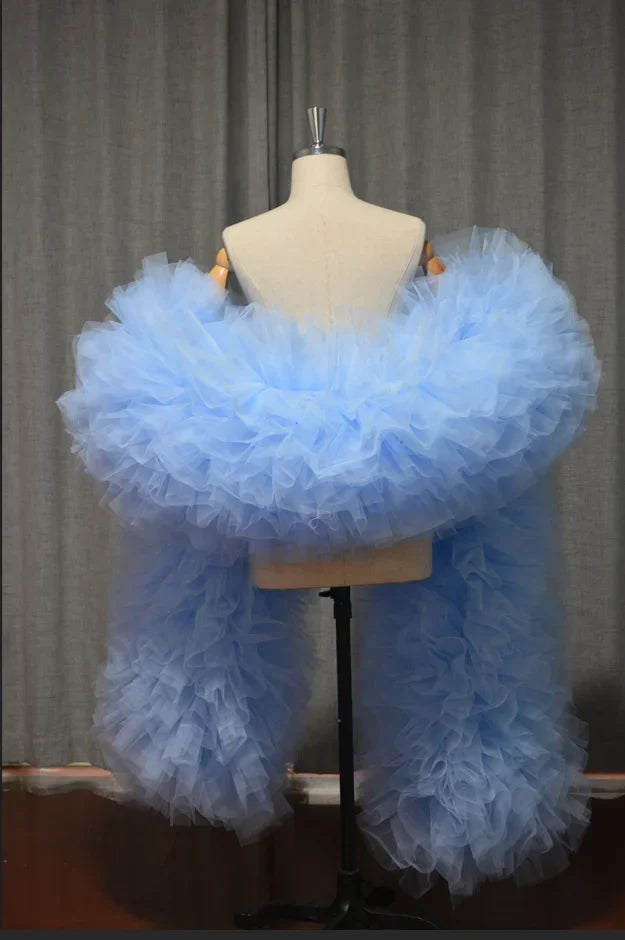 Fashion Stage ball party Club fluffy Ruffle edge tulle boas shawl cape wraps tippet cappa opera cape wedding accessory Badiee Stylez