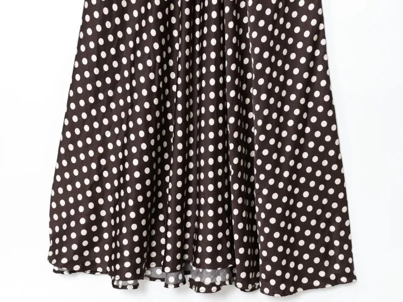 Trendix Polka Dot Print Backless Dress Women Summer Sexy Deep V Neck Sleeveless Off Shoulder Maxi Dresses Elegant Evneing Dress