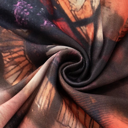 CUTENOVA Women'S Full-Body Printed Hanging Neck Big Backless Skinny Five-Point Jumpsuit Sexy Fashion Street Trend Jumpsuit