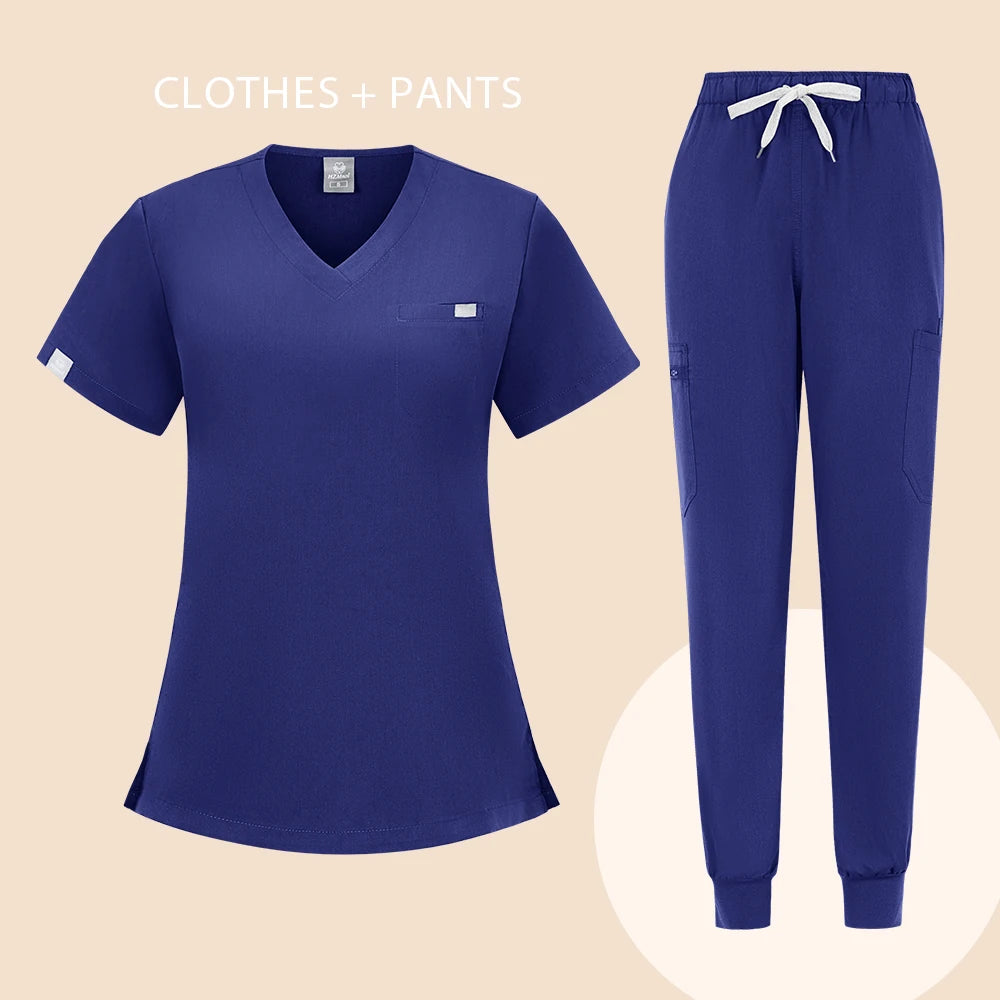 HZMNOI Thick Highquality Suit Unisex Pharmacy Nursing Hospital Doctor's Work Clothes Dental Clinic Beauty Salon Surgical Clothes Badiee Stylez