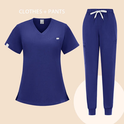 HZMNOI Thick Highquality Suit Unisex Pharmacy Nursing Hospital Doctor's Work Clothes Dental Clinic Beauty Salon Surgical Clothes Badiee Stylez